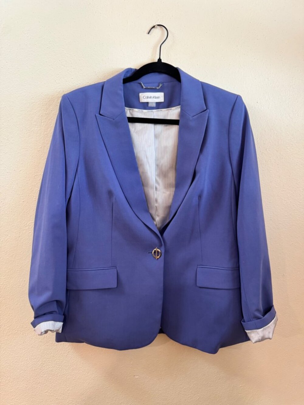 NWOT Calvin Klein Blue Purple One Button Blazer Size 16